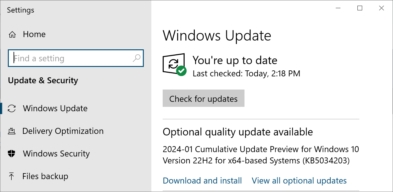 KB5034203 preview update